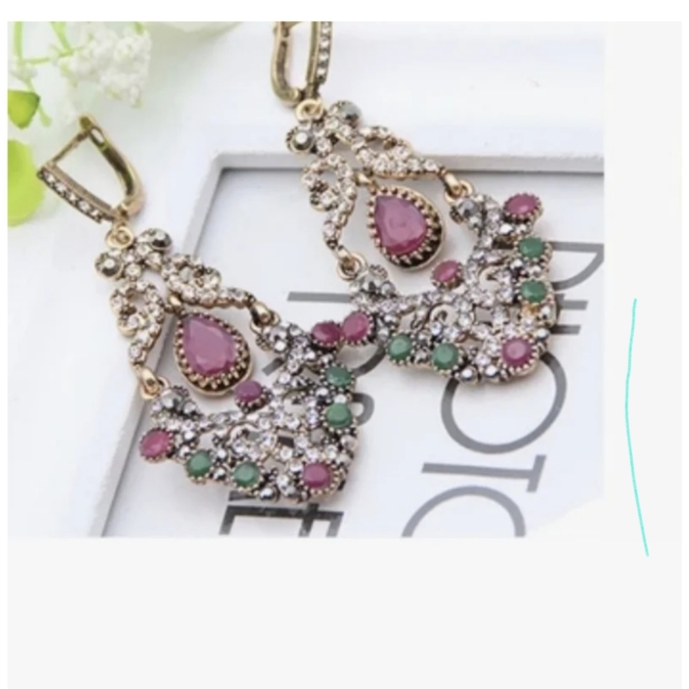 Turkish Vintage Looking Dangle Earing for Women,NEW,Ethnic,Wedding,HandmadeGift - Picture 4 of 5